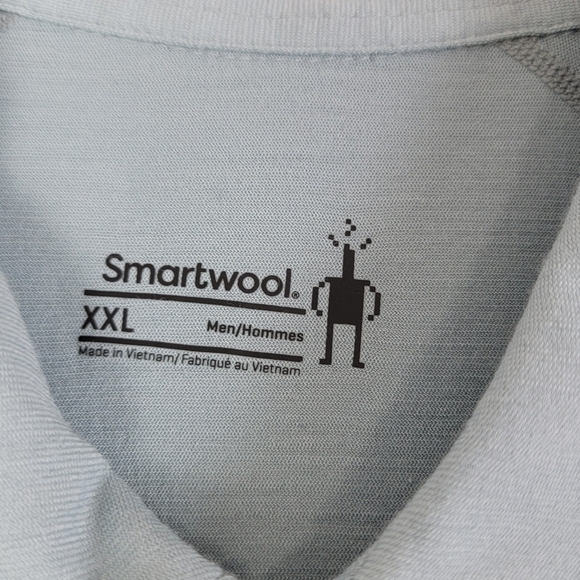 Smartwool Blue Gray Merino Sport 150 Gorpcore Short Sleeve Polo Shirt Sz XXL - Picture 9 of 10